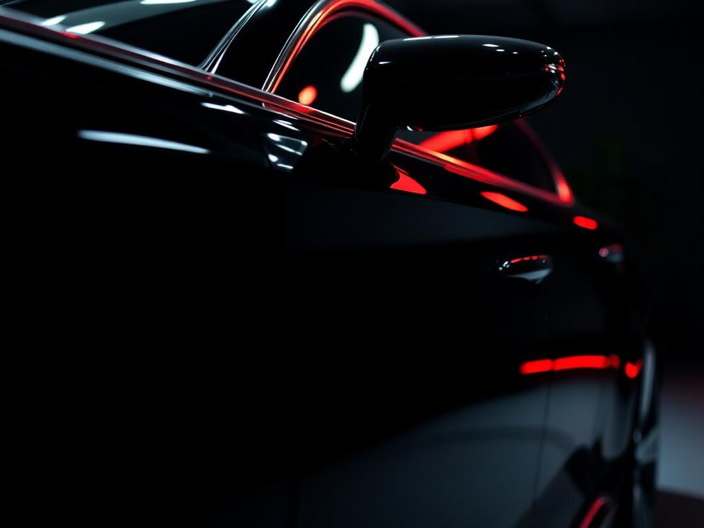 Black sedan with mirror paint finish after correction