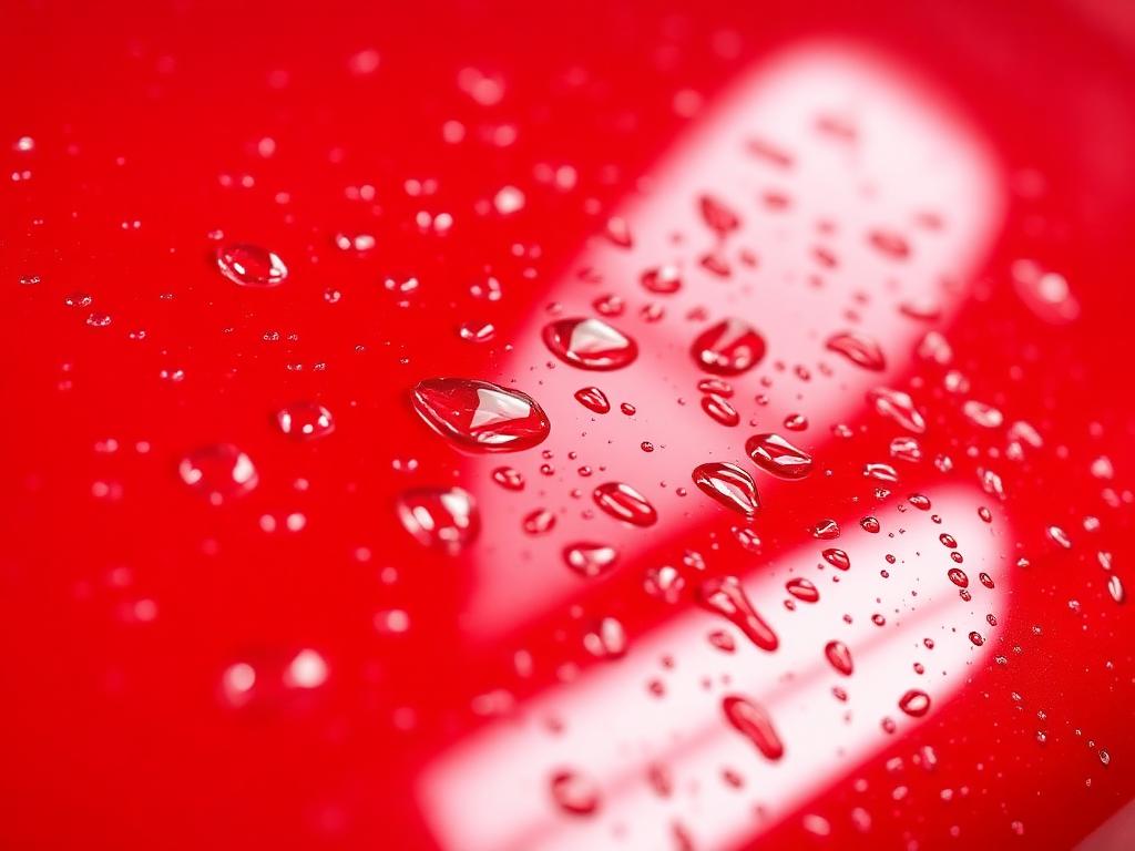 Water beading on freshly ceramic-coated red paint