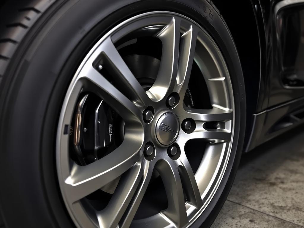Polished alloy wheel with coated brake caliper