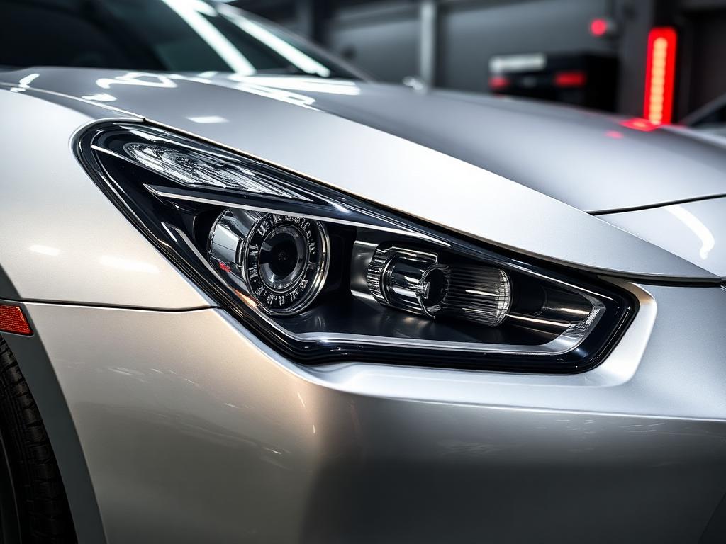 Restored headlight and hydrophobic-coated glass